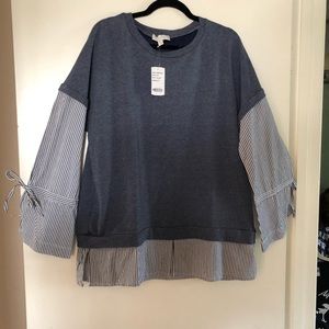 Denim color long sleeve blouse